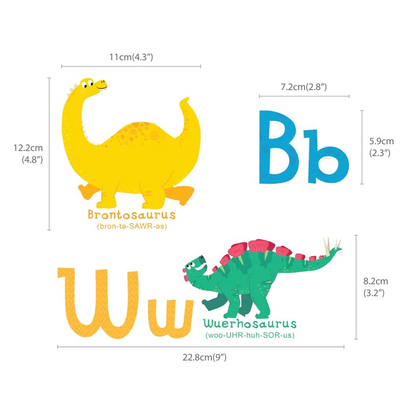 Decowall DW1803 AZ Dinosaur Alphabet Wall Stickers Wall Etsy