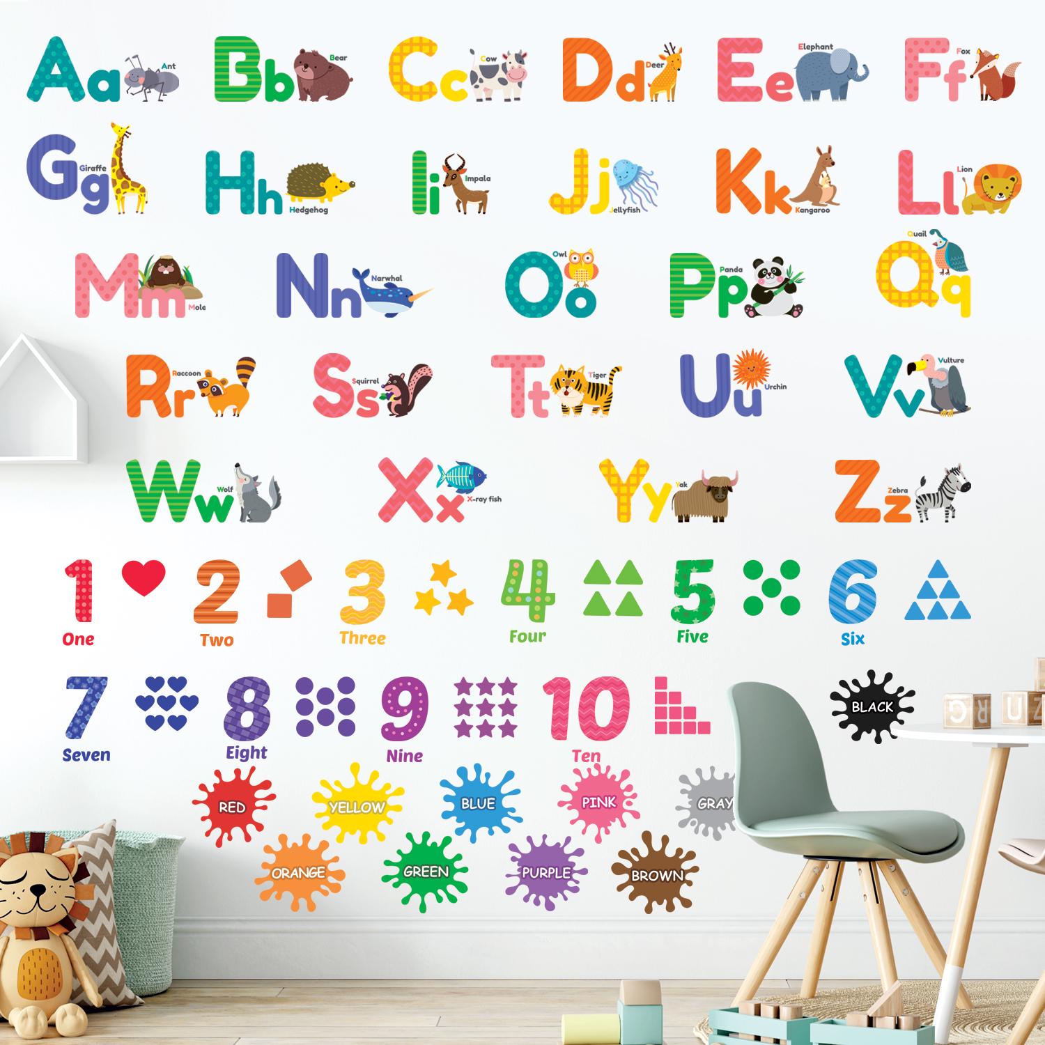DECOWALL Alphabet & Numbers Wall Stickers – ABC, 123, Colors, Weather ...