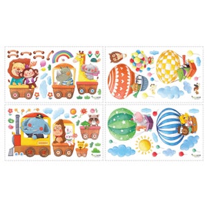 Decowall DA-1406 Animal Train and Hot Air Balloons Wall Stickers - Etsy