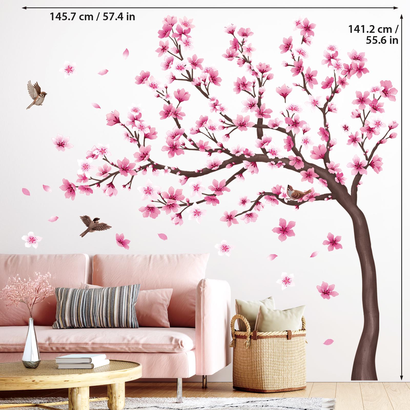 DECOWALL Cherry Blossom Tree Wall Art Prints – Pink Flower Branch ...