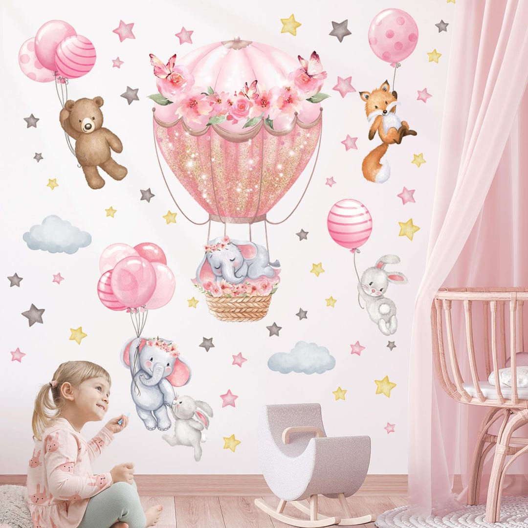 DECOWALL SG2-2408 Animals Hot Air Balloon Wall Stickers - Etsy