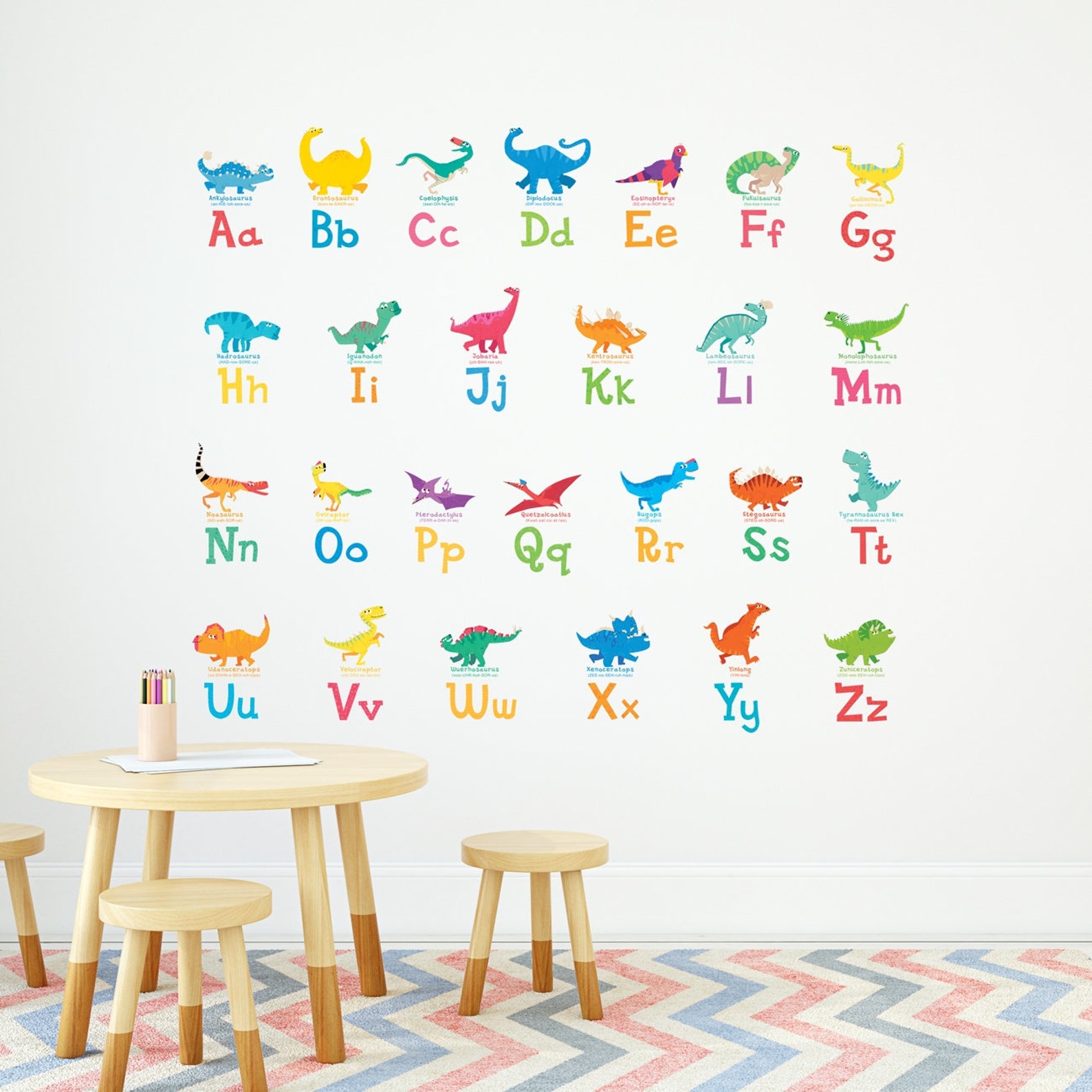 Decowall DW1803 AZ Dinosaur Alphabet Wall Stickers Wall Etsy
