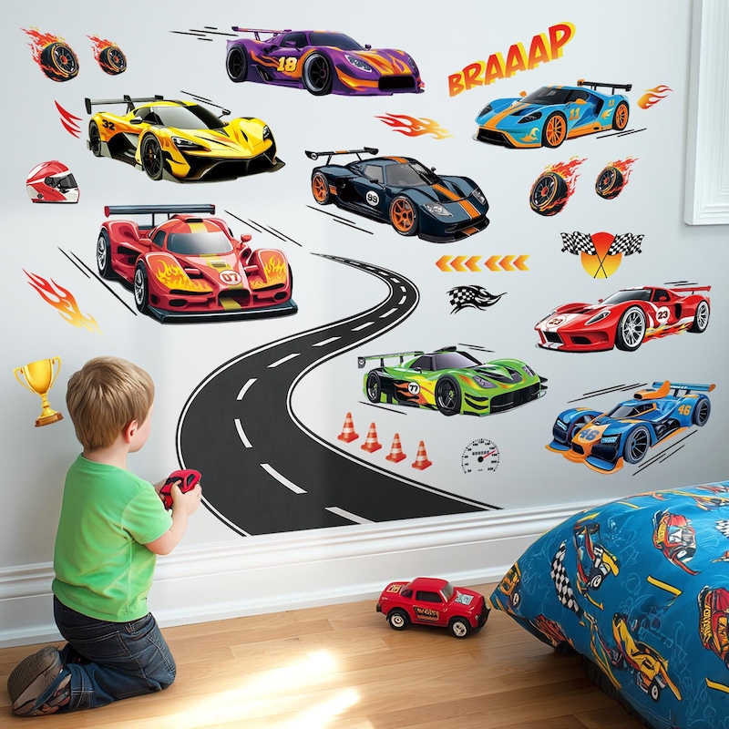 Car Racing Wall Sticker - Etsy