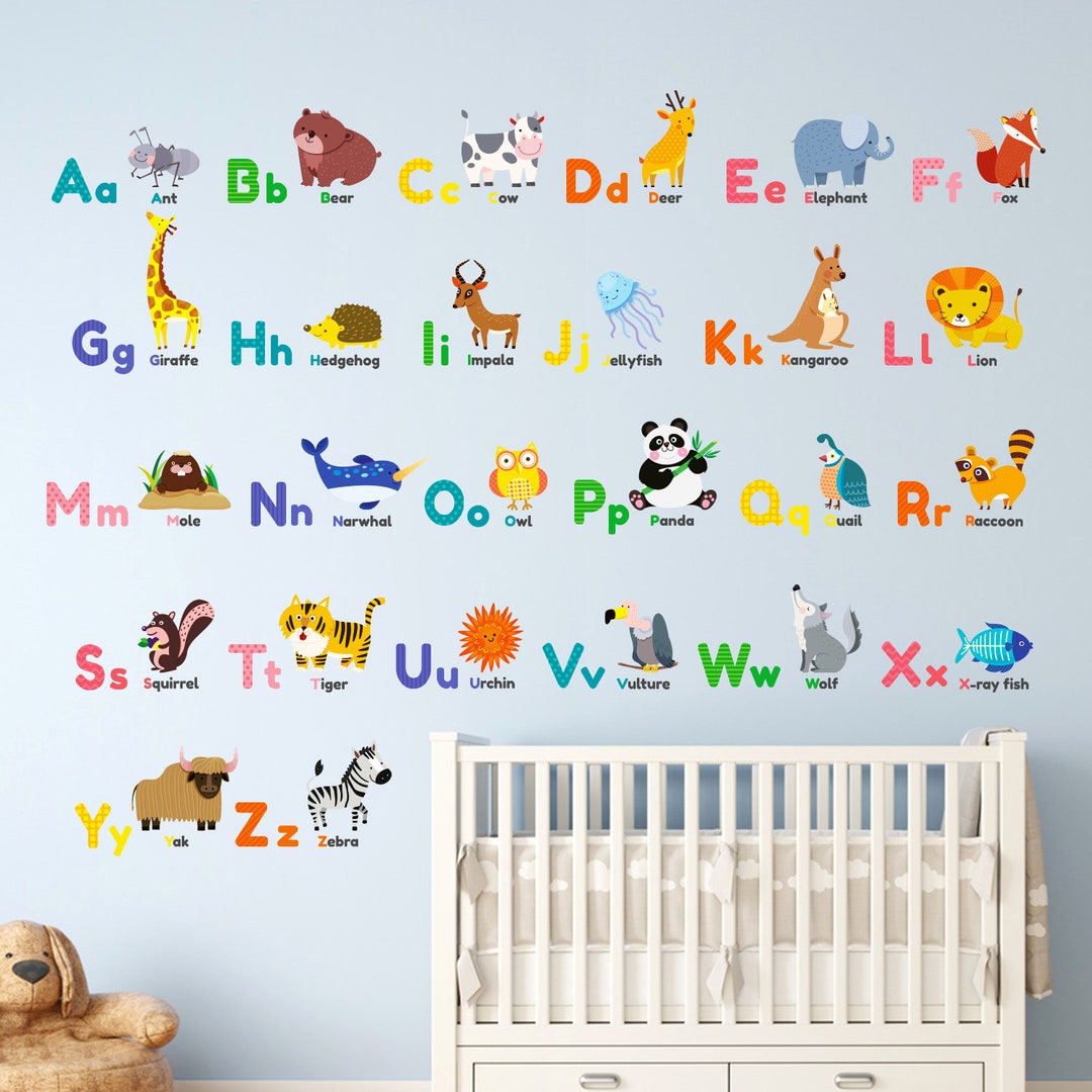 Decowall DS-1614 Colourful Animal Alphabet Wall Stickers - Etsy