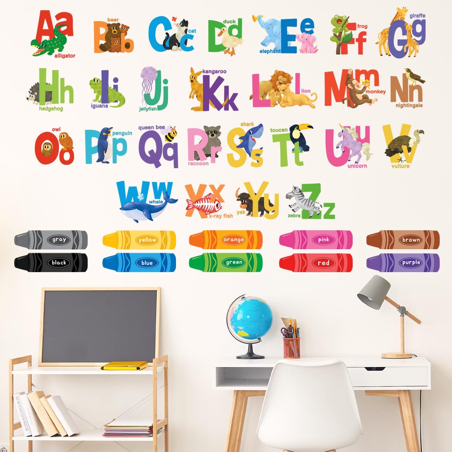 Playroom Wall Decal DECOWALL SG3-2316 XL ABC 123 Colour Wall Stickers ...