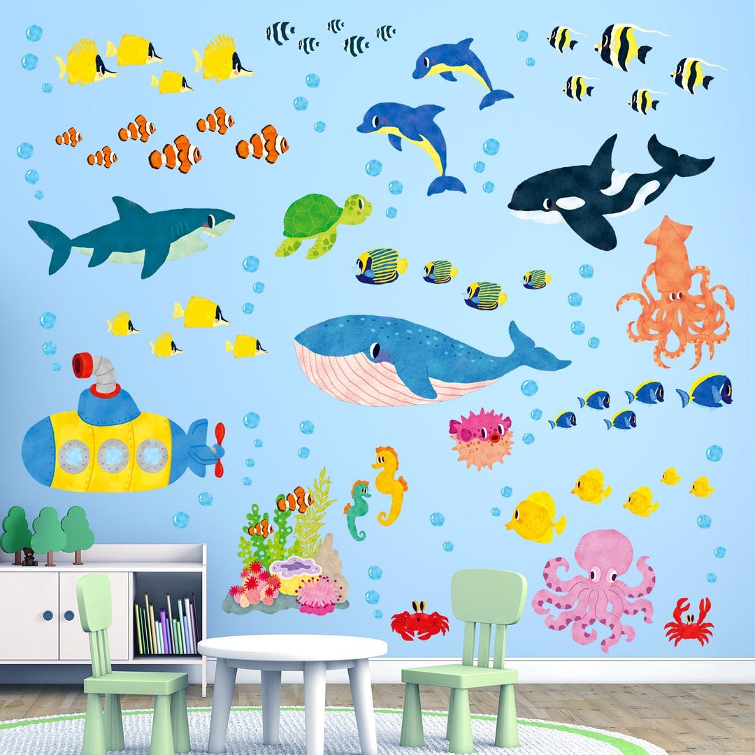 DECOWALL Underwater Ocean Wall Art Prints Whale, Shark, and Sea ...