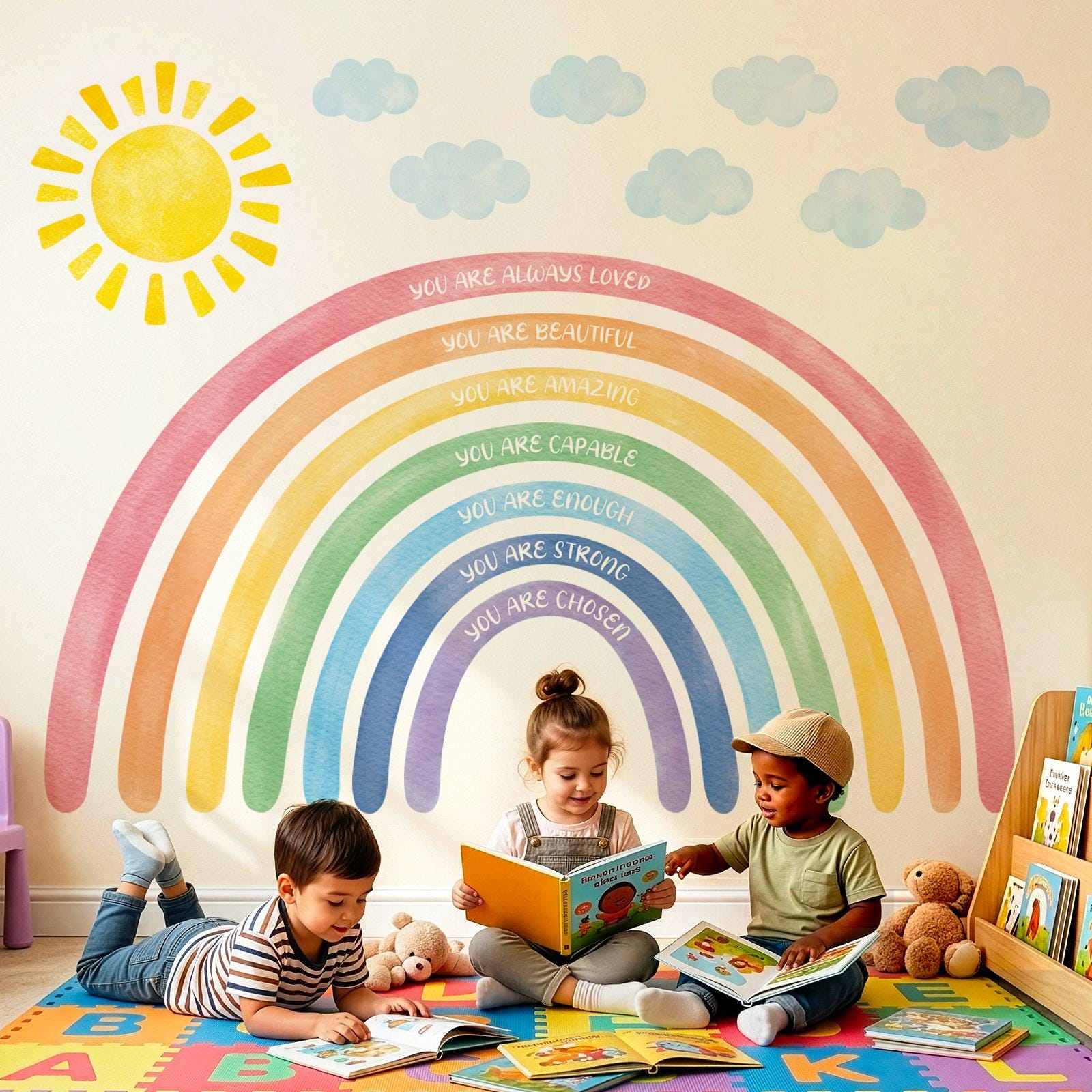 DECOWALL Rainbow and Bible Verse Wall Art – Sun, Rainbow & Clouds ...