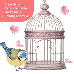 DECOWALL Cherry Blossom Wall Art Prints – Pink Blossom Bird Branch Stickers for Bedroom or Living Room Decor (SG2-2426) image 4