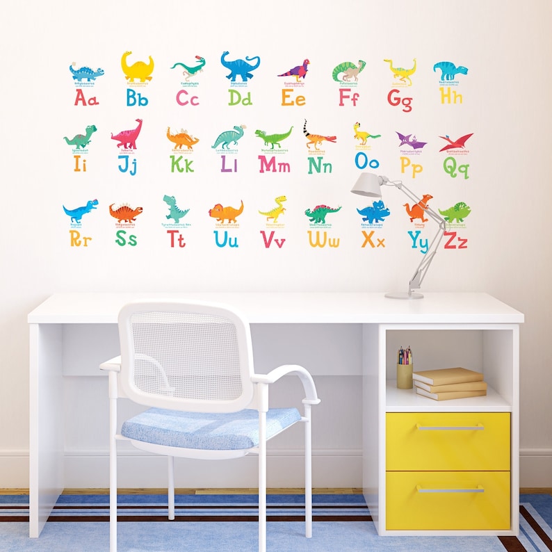 Decowall DW1803 AZ Dinosaur Alphabet Wall Stickers Wall Etsy