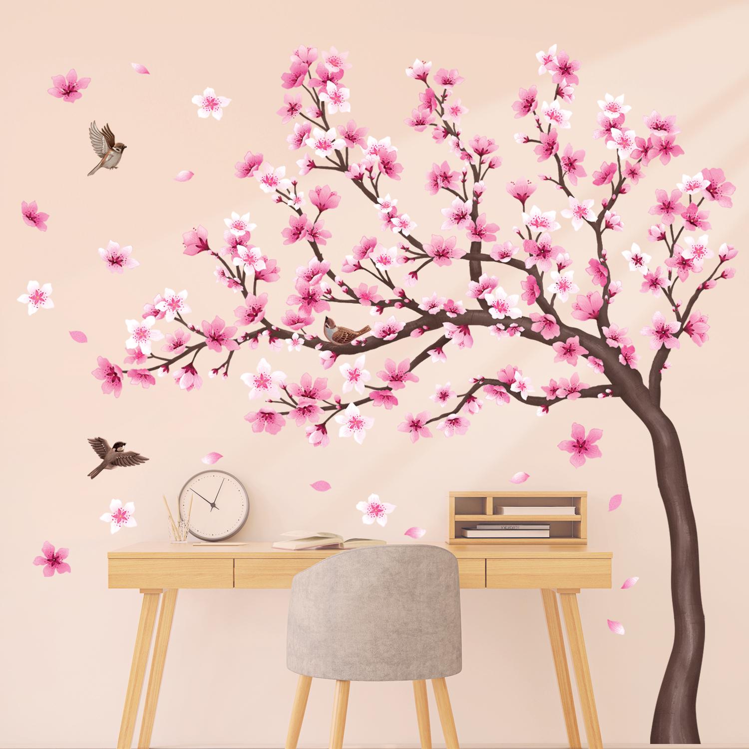 DECOWALL Cherry Blossom Tree Wall Art Prints – Pink Flower Branch ...