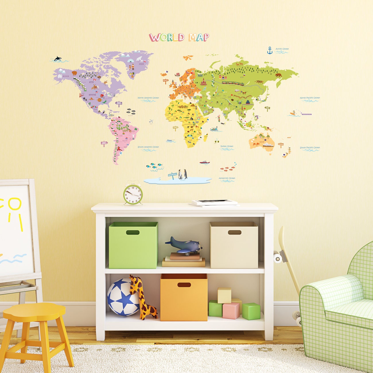 Decowall DAT1306N The Large World Map Wall Stickers Etsy