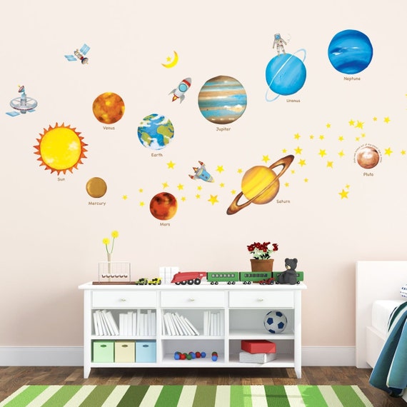 Decowall Dat 1307l Planets In The Space Kids Wall Stickers Wall Decals Peel And Stick Removable Wall Stickers For Kids Nursery Bedroom
