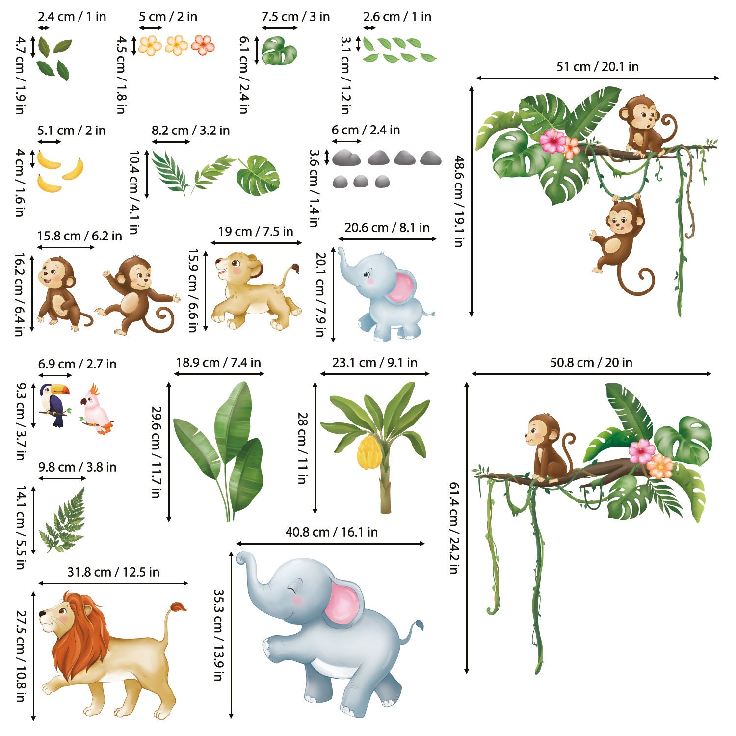 DECOWALL SG3-2311 Marching Jungle Animals Wall Stickers - Etsy
