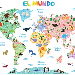 DECOWALL SG2-1615SES Spanische Tierwelt Karte Wandsticker