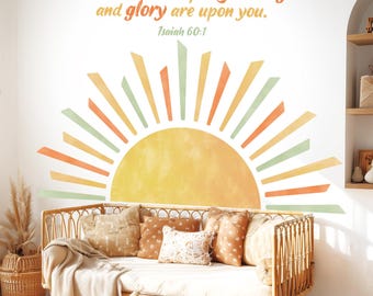Impressions d'art murales DECOWALL soleil et versets bibliques – Rayons du soleil inspirants et décalcomanies bibliques pour la décoration de chambre d'enfant et de chambre d'enfant (SG2-2523)