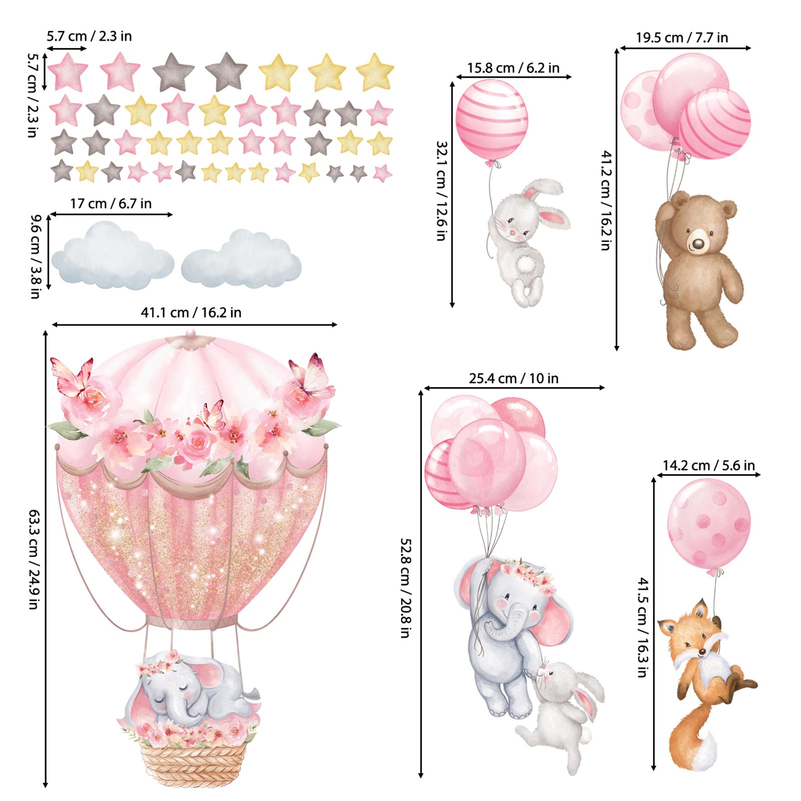 DECOWALL SG2-2408 Animals Hot Air Balloon Wall Stickers - Etsy