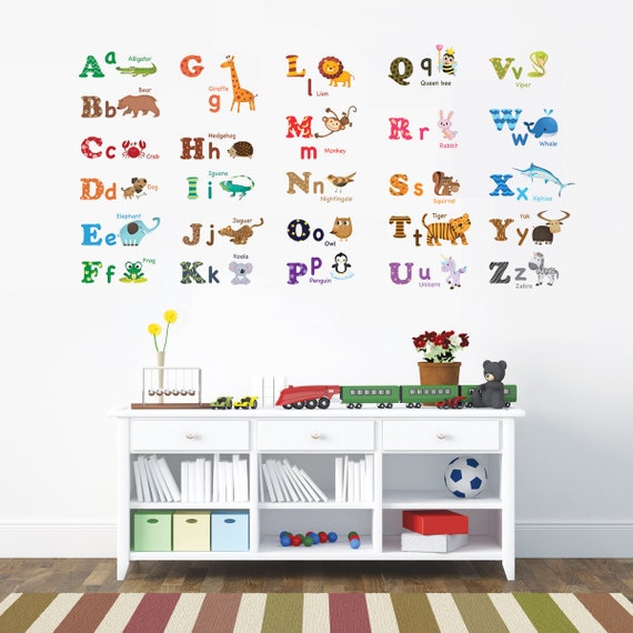 Cartoon Animal Alphabet Wall Sticker Removable Baby Nursery Kids Room Dec GS Cartoon Animal Alphabet Wall Sticker Removable Baby Nursery Kids Room Dec GS
