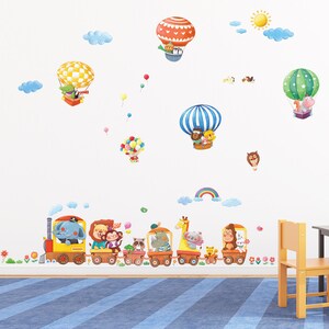 Decowall DA-1406 Animal Train and Hot Air Balloons Wall Stickers - Etsy