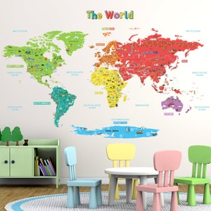 DECOWALL SG-1902s Große Lernwelt Karte Wandaufkleber abnehmbar bunte Aufkleber für KinderZimmer Schlafzimmer