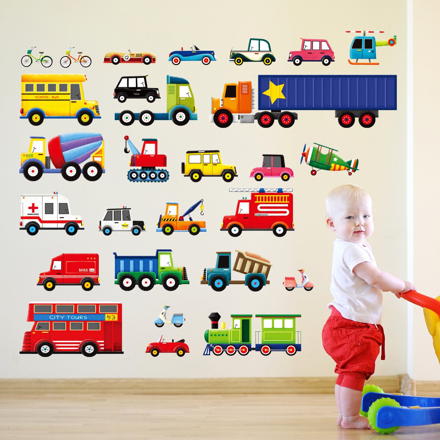 DECOWALL BA-1605 27 Transports Wall Stickers Wall Decals Peel - Etsy