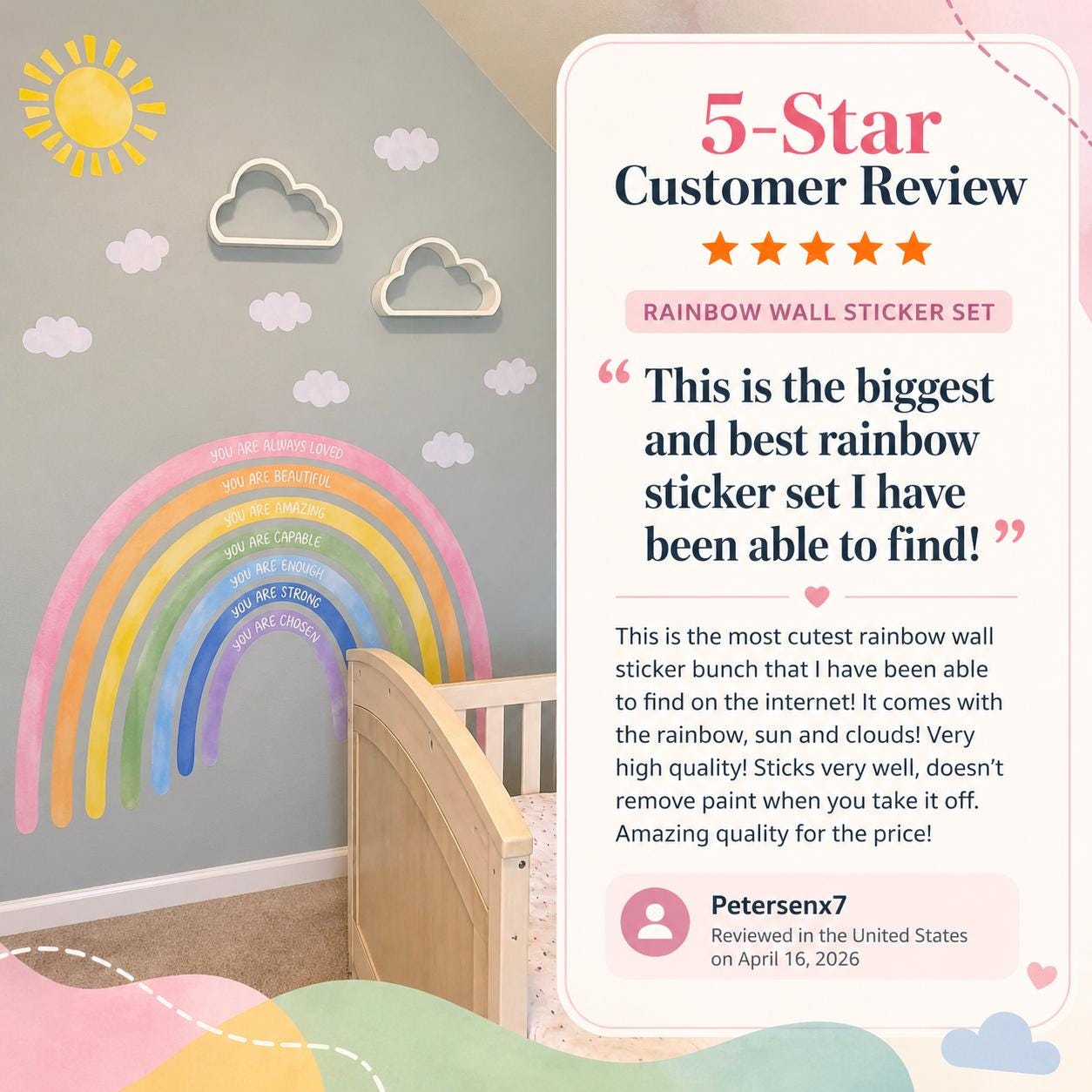 DECOWALL Rainbow and Bible Verse Wall Art – Sun, Rainbow & Clouds ...