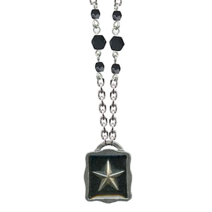 Shadow Box Star Black Beaded Chain Necklace - Hand Crafted in the USA