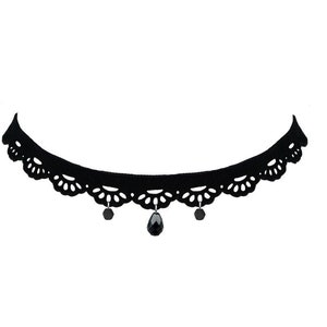 Perlen Tropfen ausgebogte schwarze Choker Halskette-90er Jahre Stil Goth Choker-Retro Choker-Made in USA