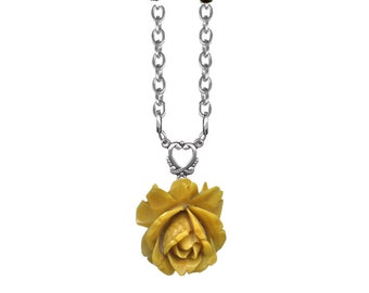 Retrolite Small Rosary Rose Necklace, Vintage Style Necklace, Rose Charm Necklace