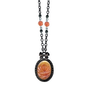 Carved Rose Victorian Frame Necklace - Assorted Colors/Victorian Style Necklace/New Romantic Jewelry