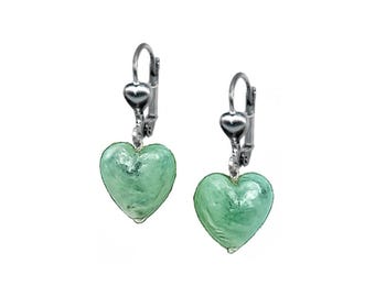 Earrings - Resin Jade Heart Dangle