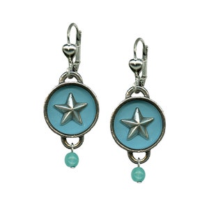 Shadow Box Western Star Dangle Earrings - Assorted Colors, Cowgirl Style, Southwest Style