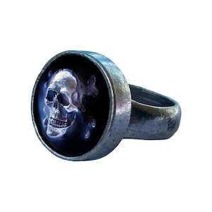 Shadow Box Skull and Crossbones Ring, Punk, Goth, Pirate