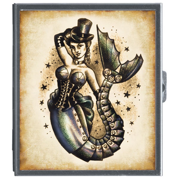 Steampunk Mermaid Vanity Case / Retro Goth Personal Case