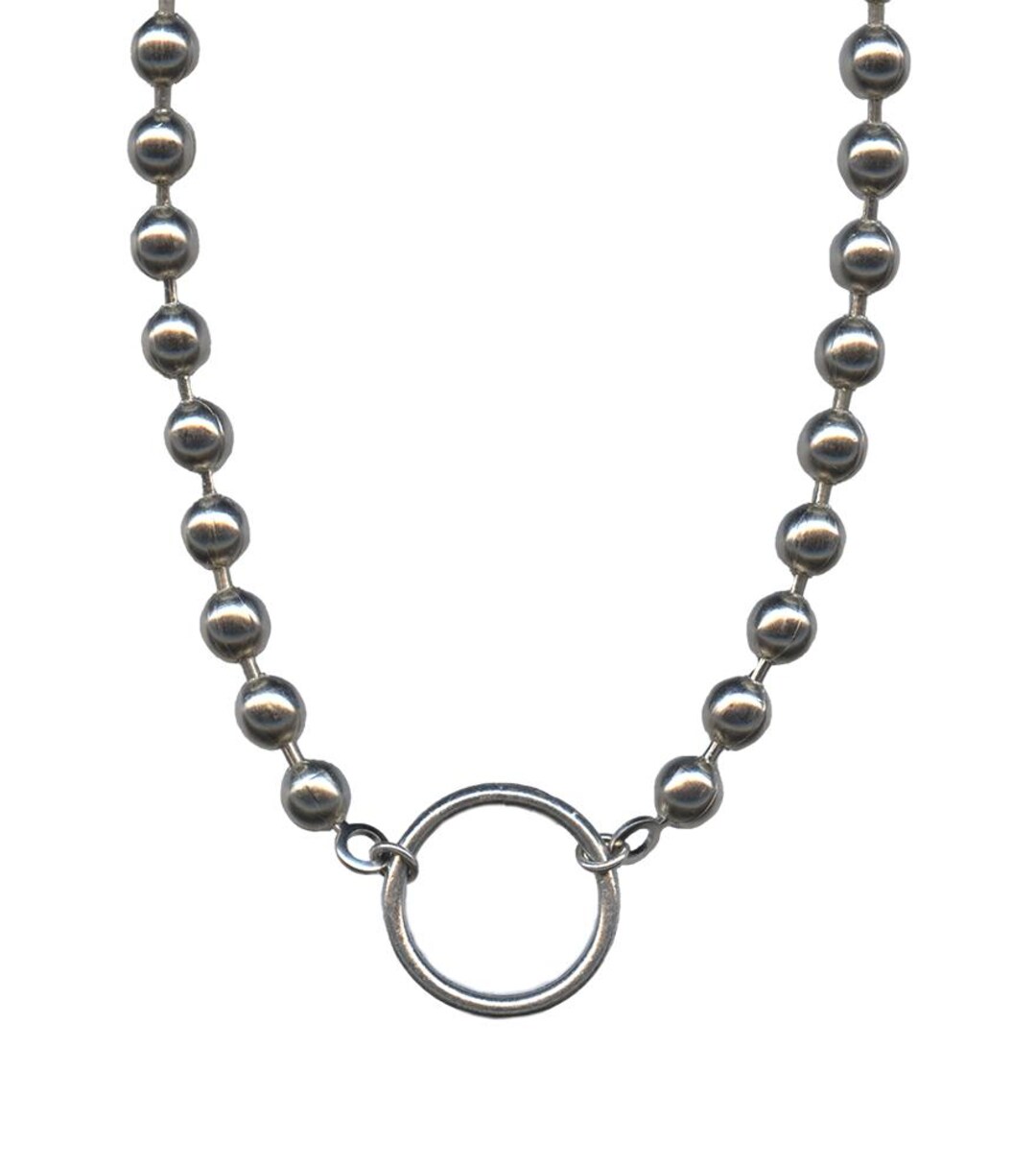 Adjustable Stainless Steel Ball Chain Necklace With Ring Center - Made ...