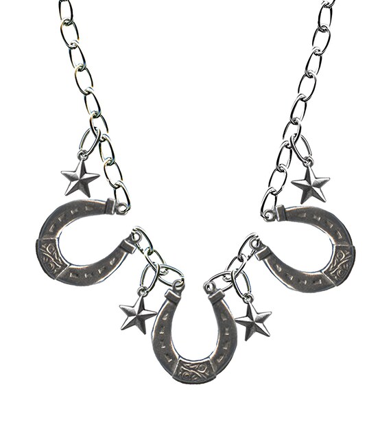 Horseshoe Star Charm Western Cowgirl Necklace Retro Cowgirl Jewelry