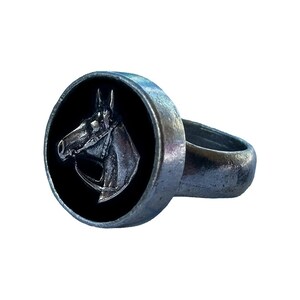 Shadow Box Horse Head Ring, Retro Cowgirl, Western, Southwest Jewelry
