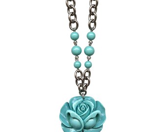 Necklace - Garden Tea Rose Pendant