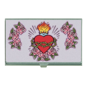 Caja de tarjeta del Sagrado Corazón-Caja de tarjeta de visita-Caja de tarjeta retro-B320