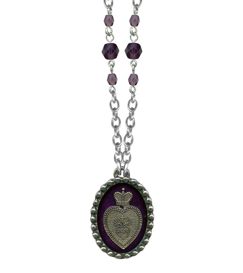 Shadow Box Sacred Heart Necklace, Pendant Heart Necklace image 1