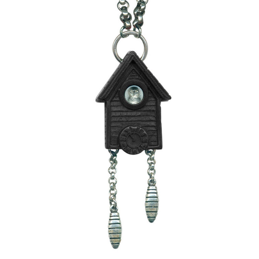 Cuckoo Clock Retrolite Necklace Novelty Retro Necklace Clock Etsy