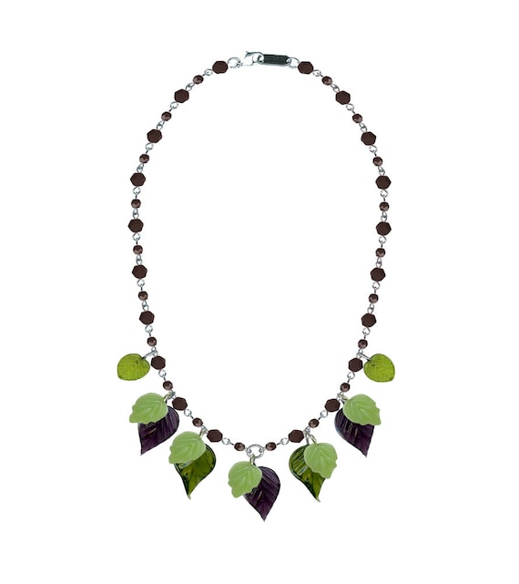 Multi Layered Beaded Leaf Necklace 