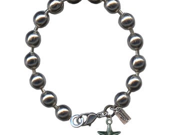 Stainless Steel Ball Chain Bracelet with Star Charm – Handcrafted Jewelry - Made in USA
