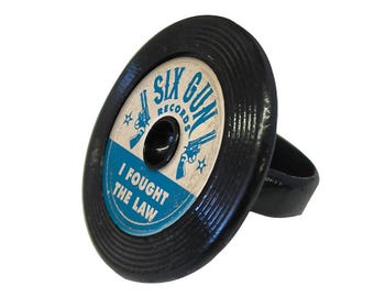 Six Gun Record Ring | Retro Style Jewelry | Made in USA