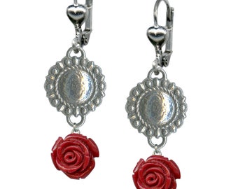 Retro Concho Rose Dangle Earrings | Southwestern Style | Handmade in USA
