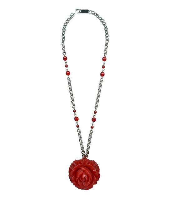 Retrolite Vintage Rose Necklace Rose Pendant Necklace Classic Rose Jewelry