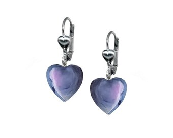 Earrings - Resin Blue Heart Dangle
