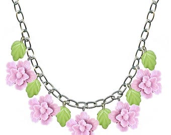 Necklace - Blossom Flower and Leaves Multi Drop