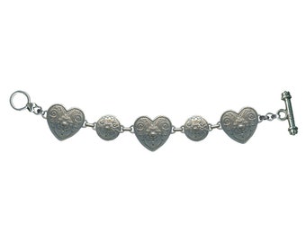 Bohemian Pewter Concho Heart Bracelet – Southwestern Cowgirl Jewelry