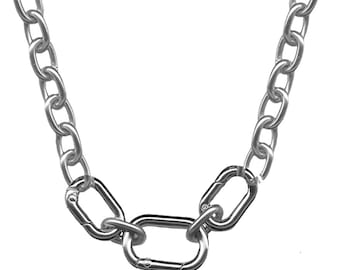 Silver Industrial Chain Carabiner Link Necklace