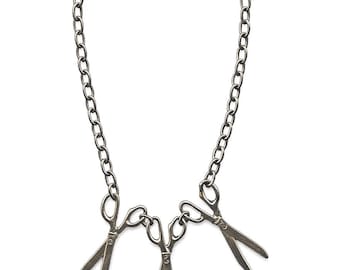 Necklace - Triple Scissors Charm Chain